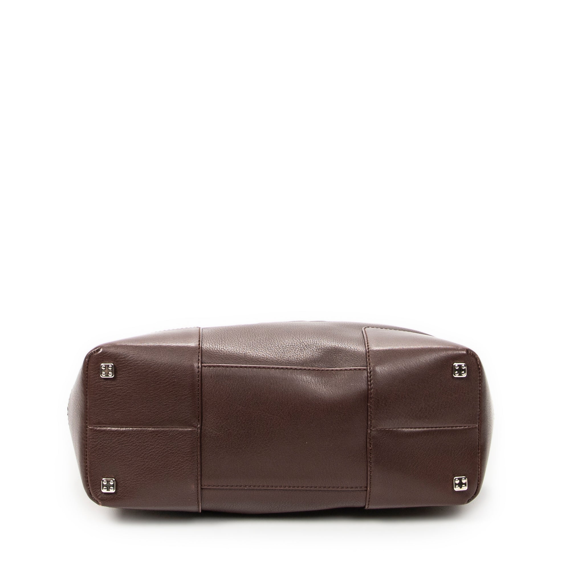Handbag Anagram Open Tote Dark Brown Calfskin Leather