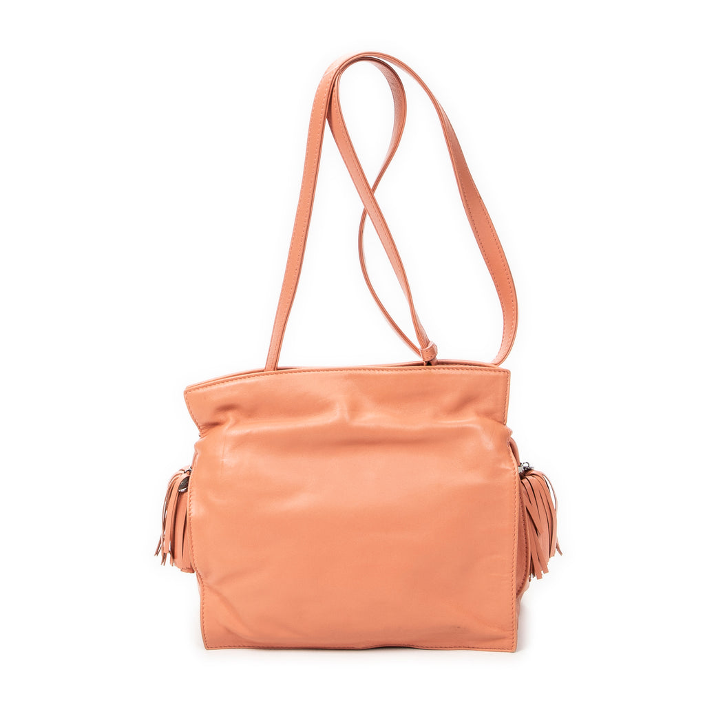 Shoulder Bag Small Tassel Flamenco Peach Calfskin Leather