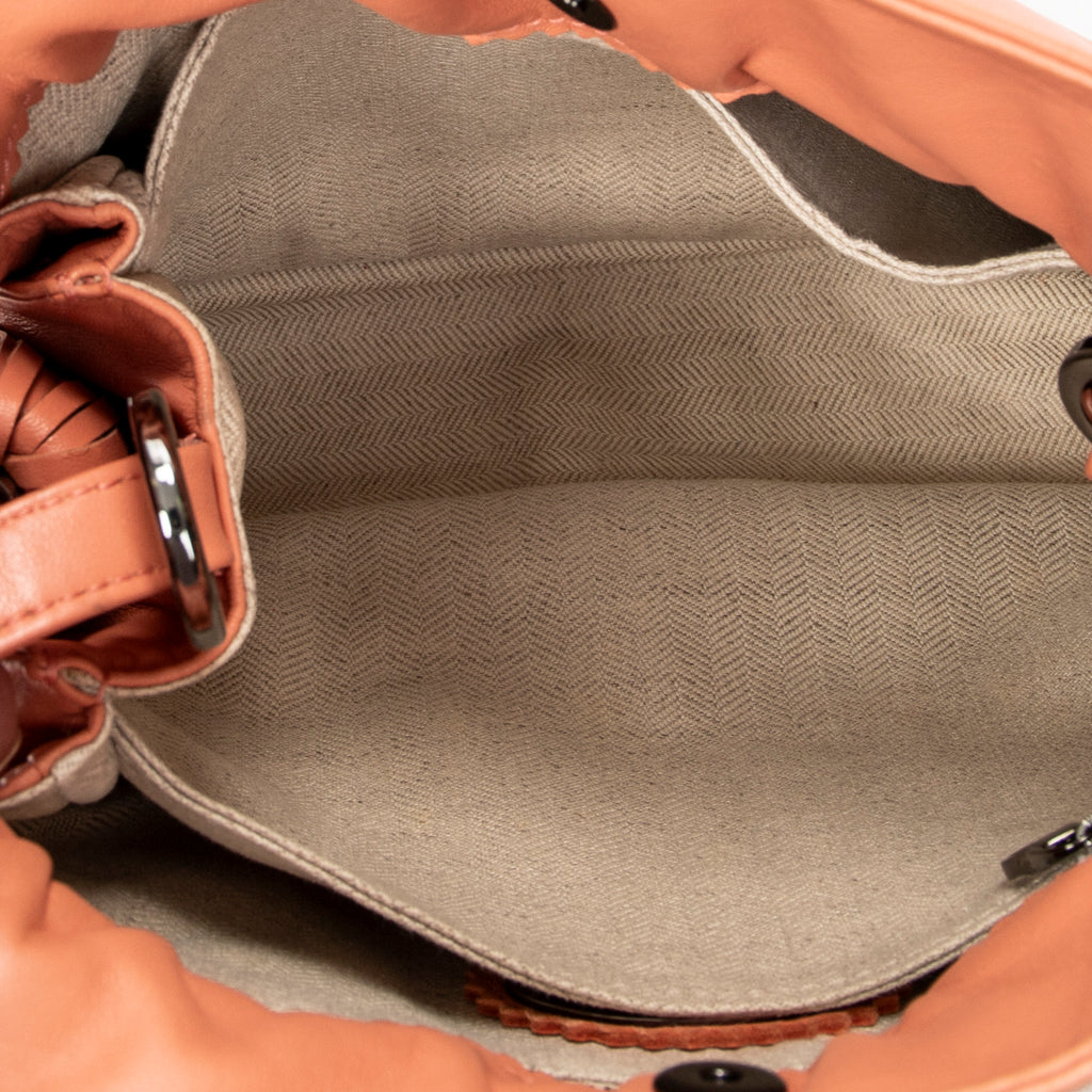 Shoulder Bag Small Tassel Flamenco Peach Calfskin Leather