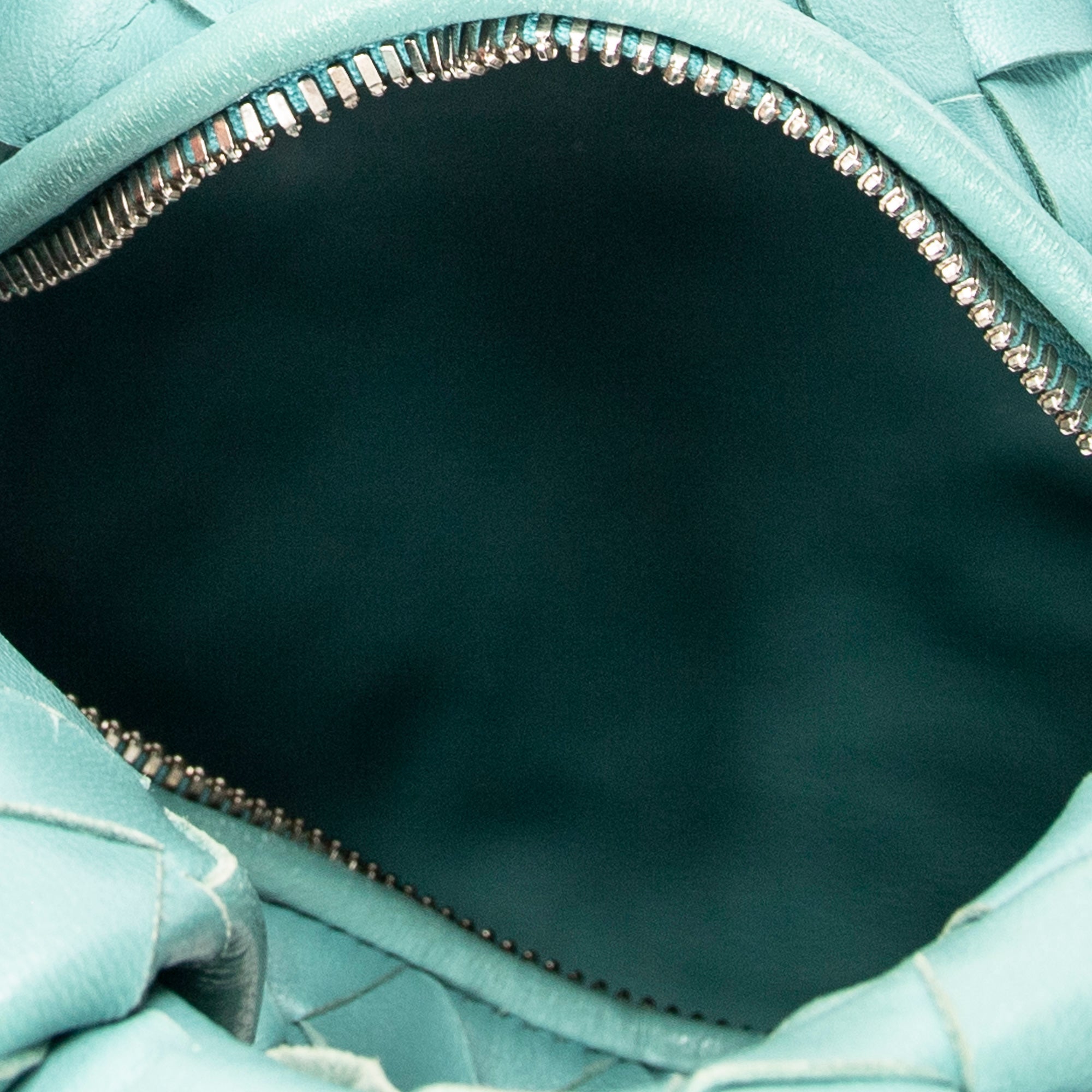 Shoulder Bag Mini Jodie Teal Intrecciato Leather