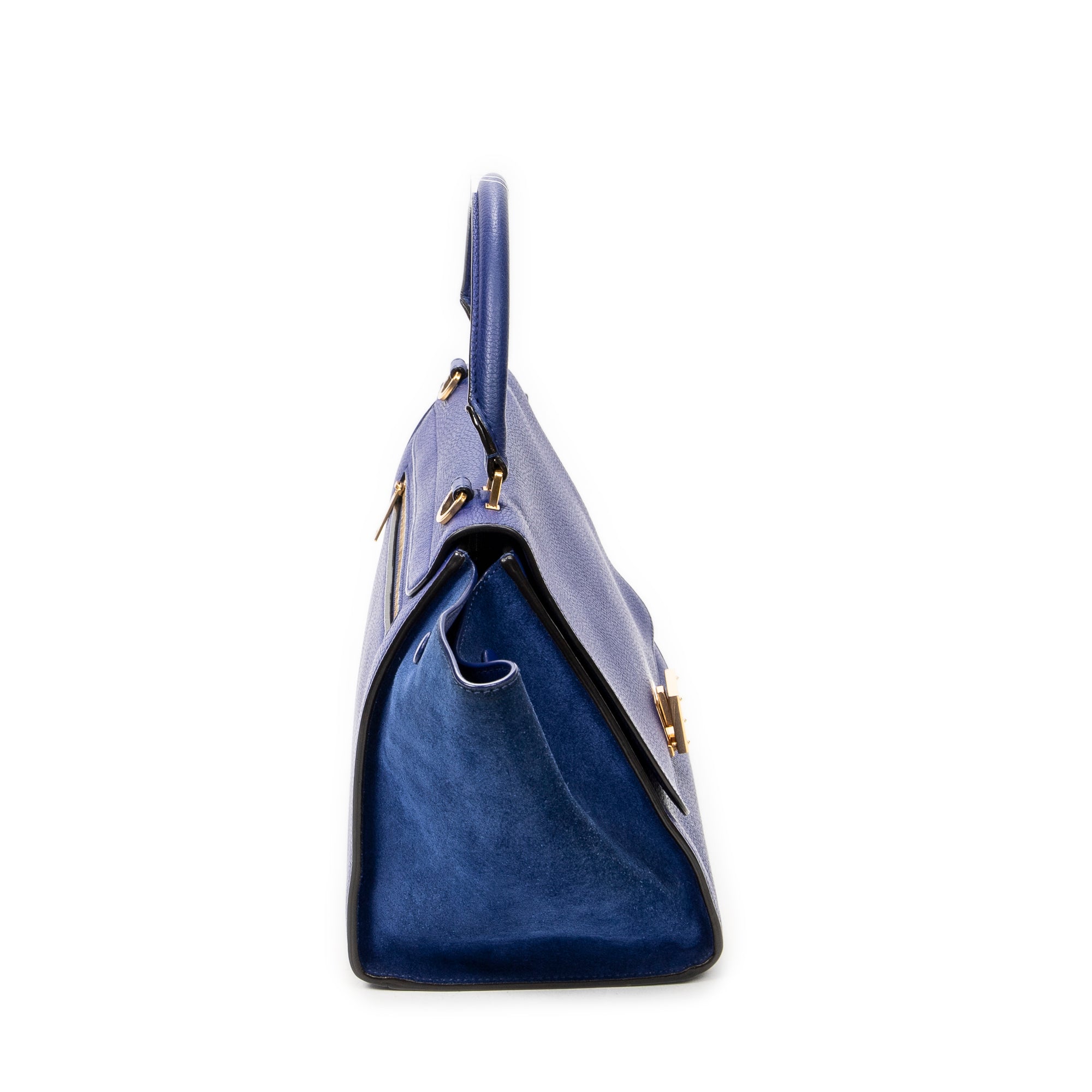 Shoulder Bag Small Trapeze Royal Blue Grained Calfskin Leather