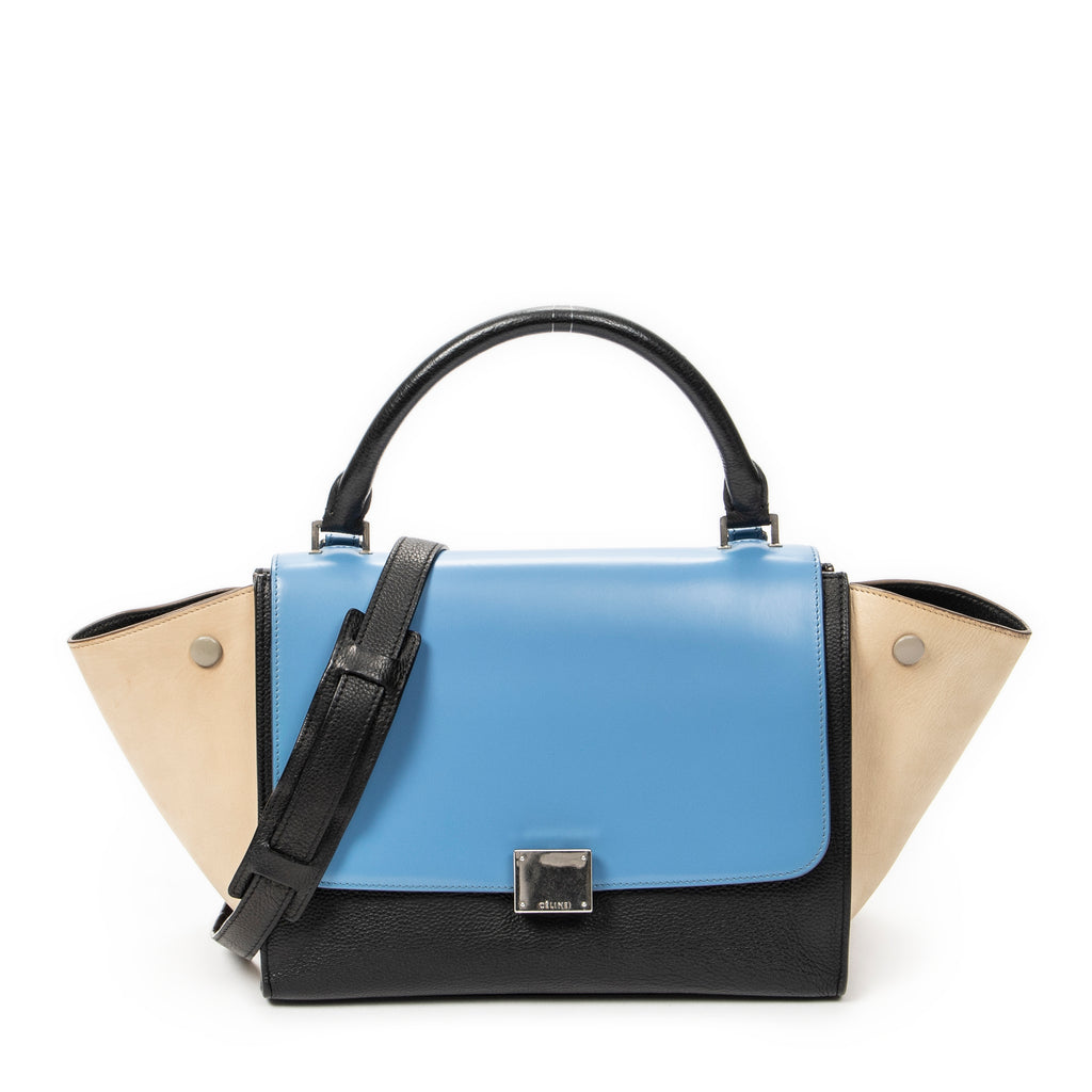 Shoulder Bag Small Trapeze Black Calfskin Leather