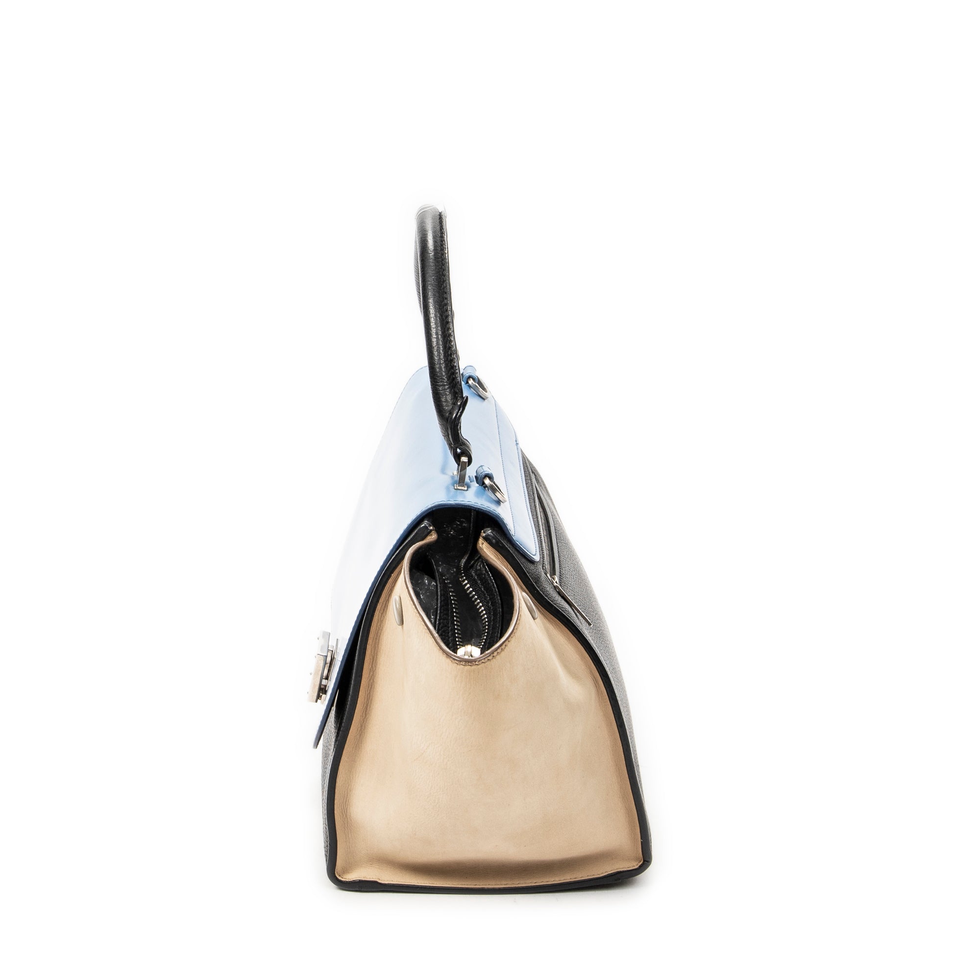 Shoulder Bag Small Trapeze Black Calfskin Leather