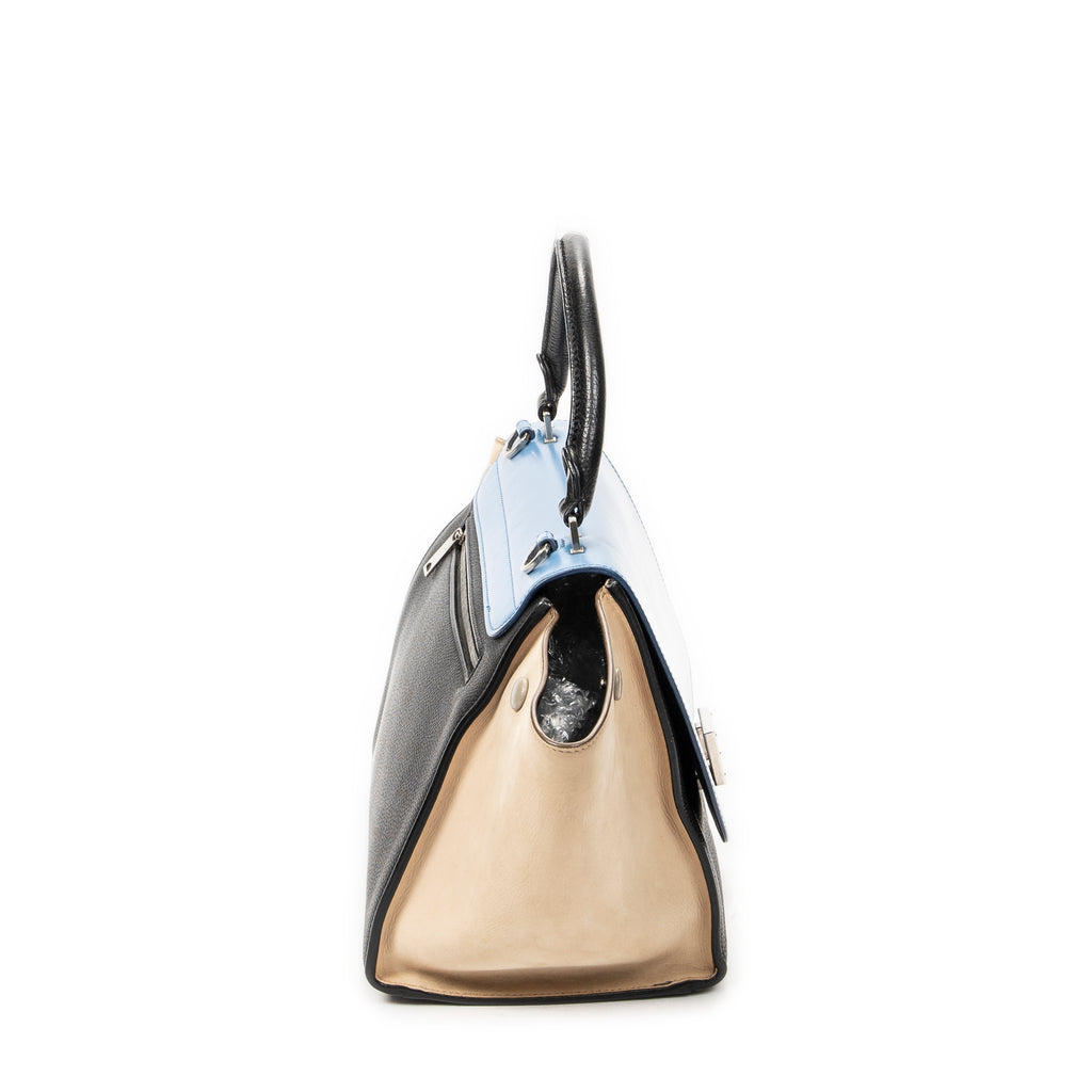 Shoulder Bag Small Trapeze Black Calfskin Leather