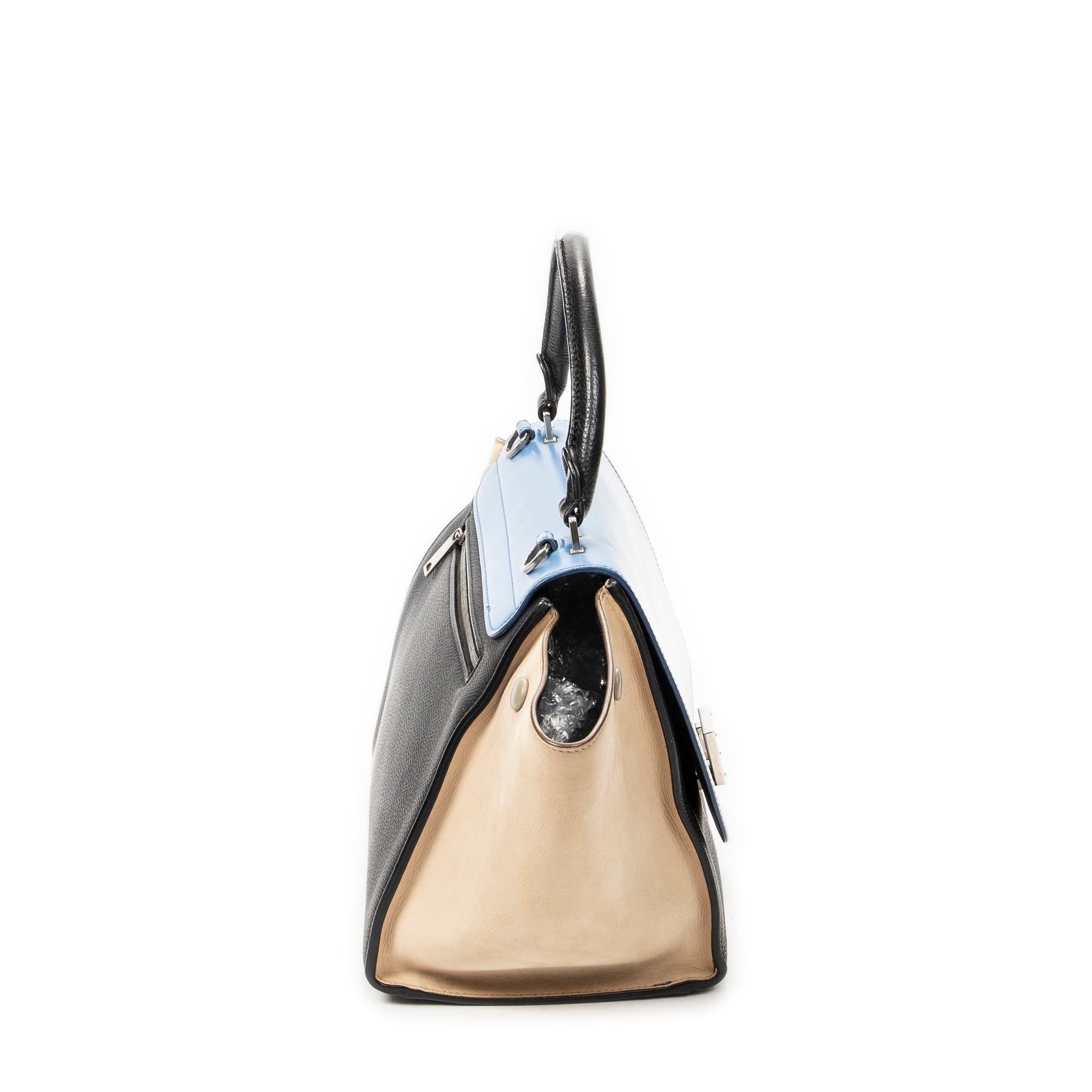 Shoulder Bag Small Trapeze Black Calfskin Leather