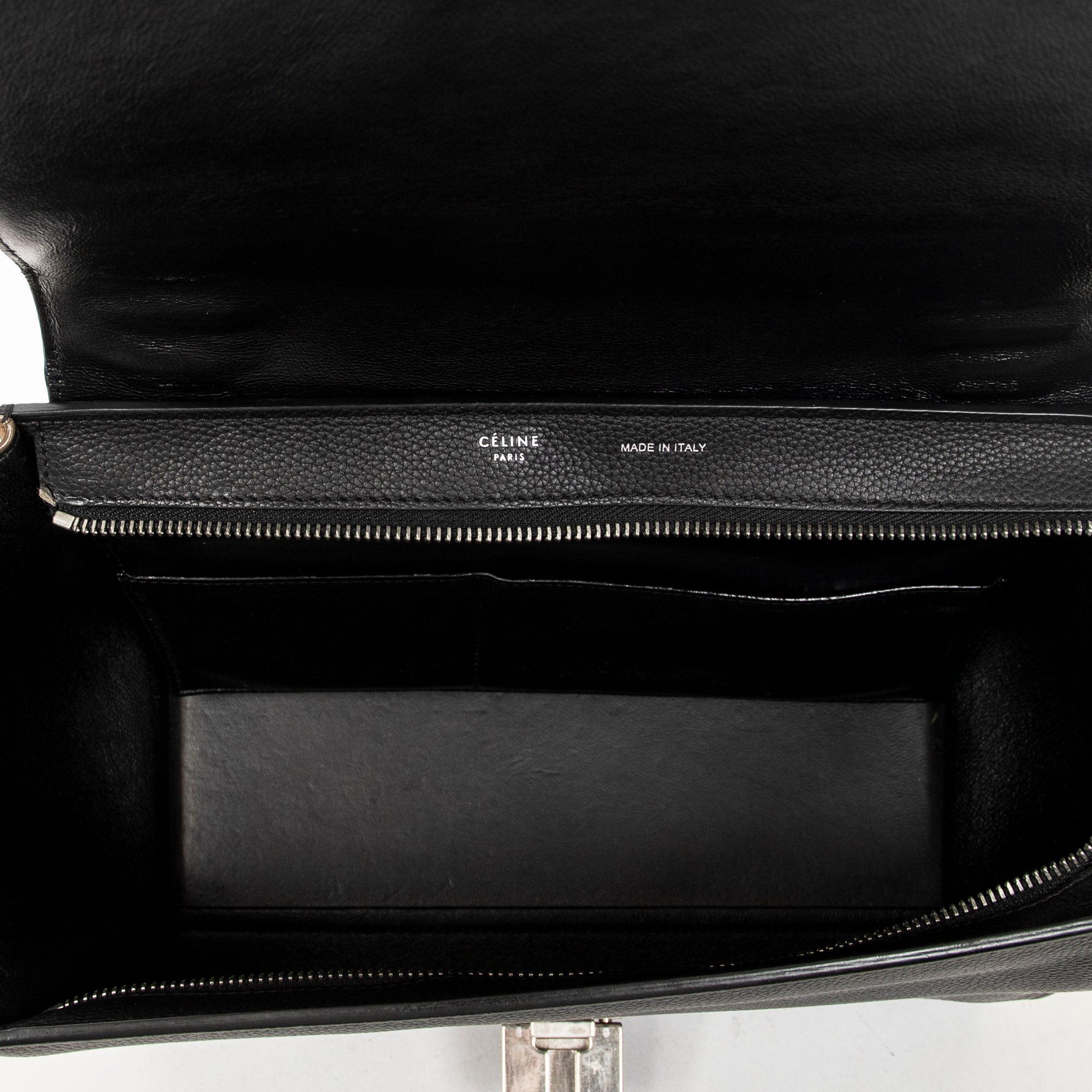 Shoulder Bag Small Trapeze Black Calfskin Leather