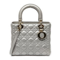Shoulder Bag Medium Lady Dior Zip Silver Cannage Lambskin Leather