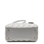Shoulder Bag Medium Lady Dior Zip Silver Cannage Lambskin Leather