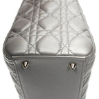 Shoulder Bag Medium Lady Dior Zip Silver Cannage Lambskin Leather