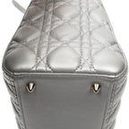 Shoulder Bag Medium Lady Dior Zip Silver Cannage Lambskin Leather