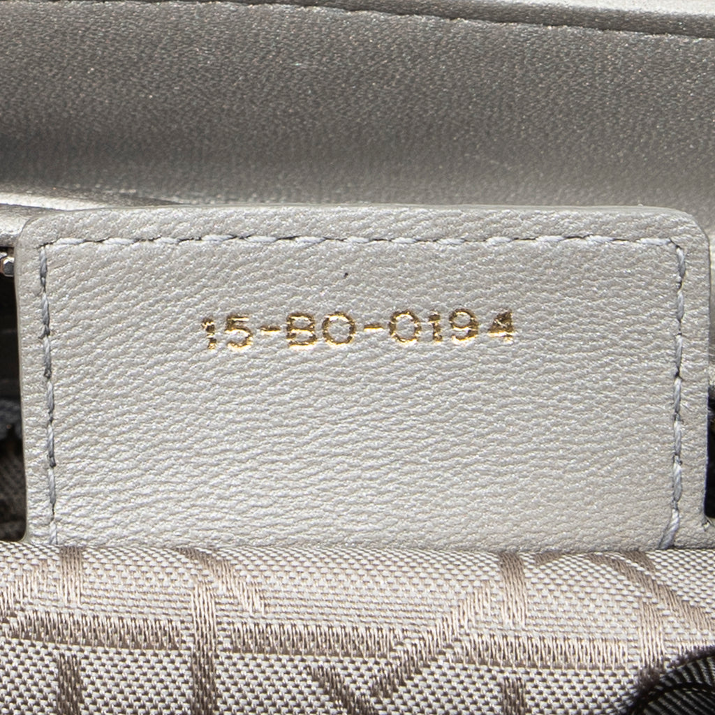 Shoulder Bag Medium Lady Dior Zip Silver Cannage Lambskin Leather
