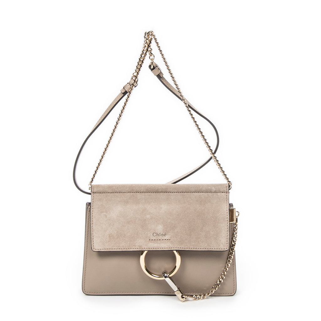 Shoulder Bag Mini Faye Chain Bag Taupe Calfskin Leather