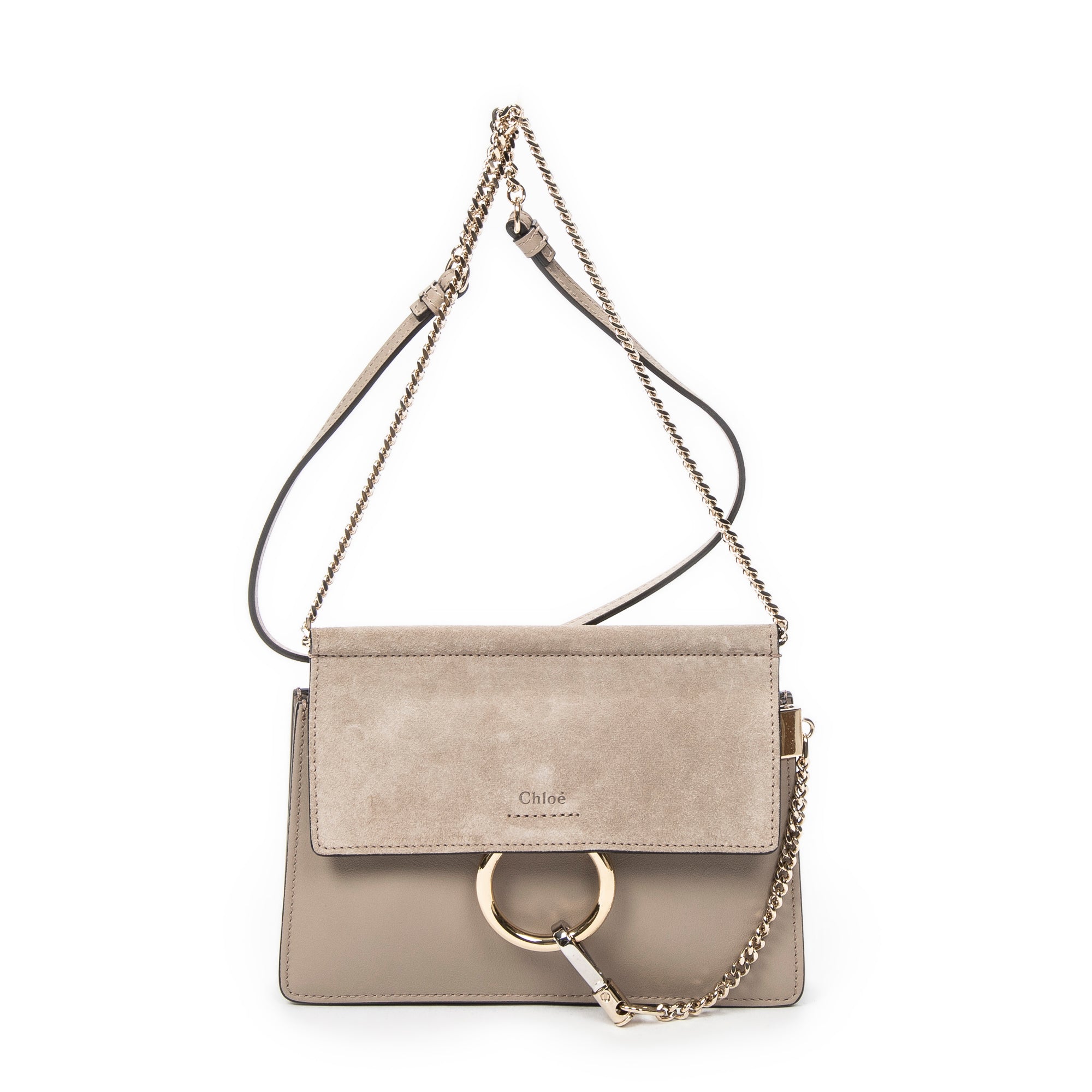 Shoulder Bag Mini Faye Chain Bag Taupe Calfskin Leather