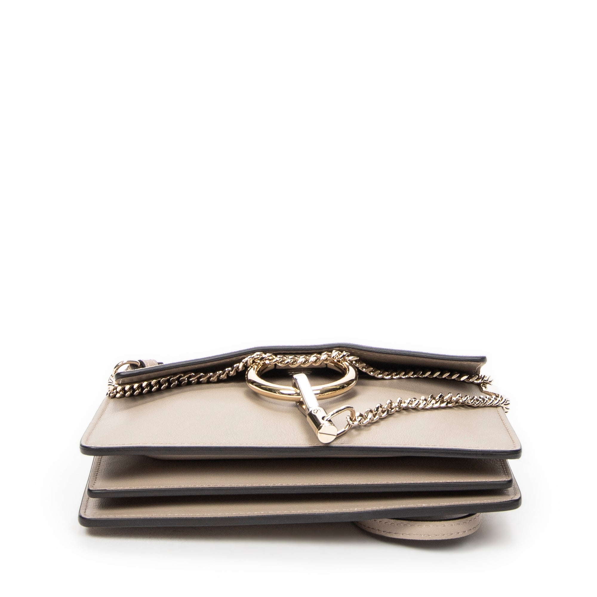 Shoulder Bag Mini Faye Chain Bag Taupe Calfskin Leather