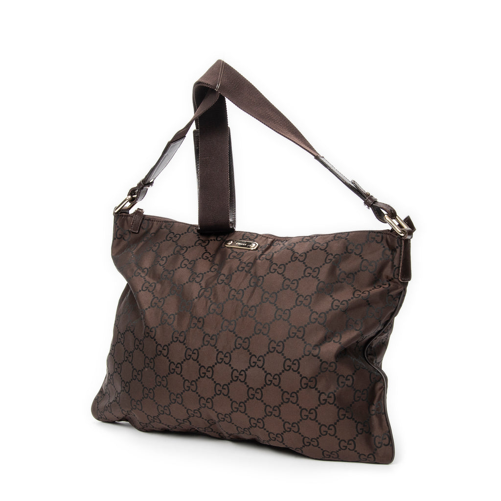 Shoulder Bag Large Flat Messenger Brown Monogrammed Nylon Canvas