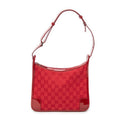 Shoulder Bag Small Zip Hobo Red Monogrammed Canvas