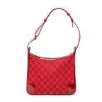 Shoulder Bag Small Zip Hobo Red Monogrammed Canvas