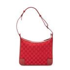 Shoulder Bag Small Zip Hobo Red Monogrammed Canvas