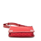 Shoulder Bag Small Zip Hobo Red Monogrammed Canvas