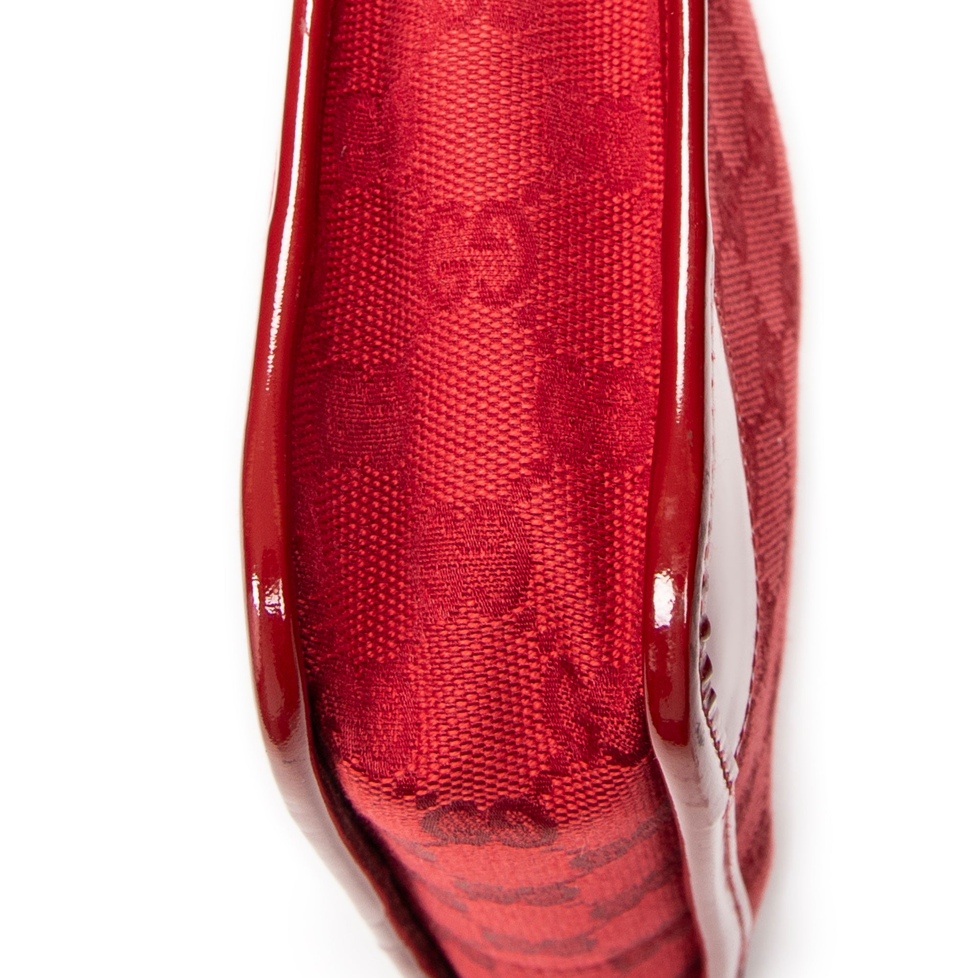 Shoulder Bag Small Zip Hobo Red Monogrammed Canvas