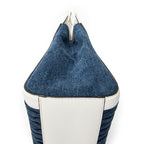 Shoulder Bag Pushlock Top Handle Blue Denim Matelasse Denim Canvas