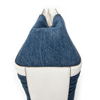 Shoulder Bag Pushlock Top Handle Blue Denim Matelasse Denim Canvas