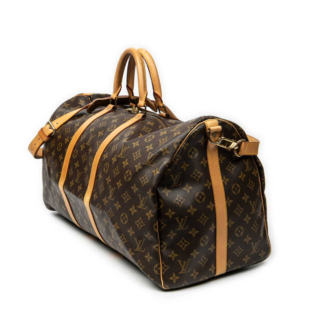 Travel Bag Keepall Bandouliere 55 Brown Monogram Canvas