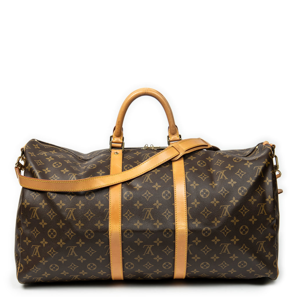 Travel Bag Keepall Bandouliere 55 Brown Monogram Canvas
