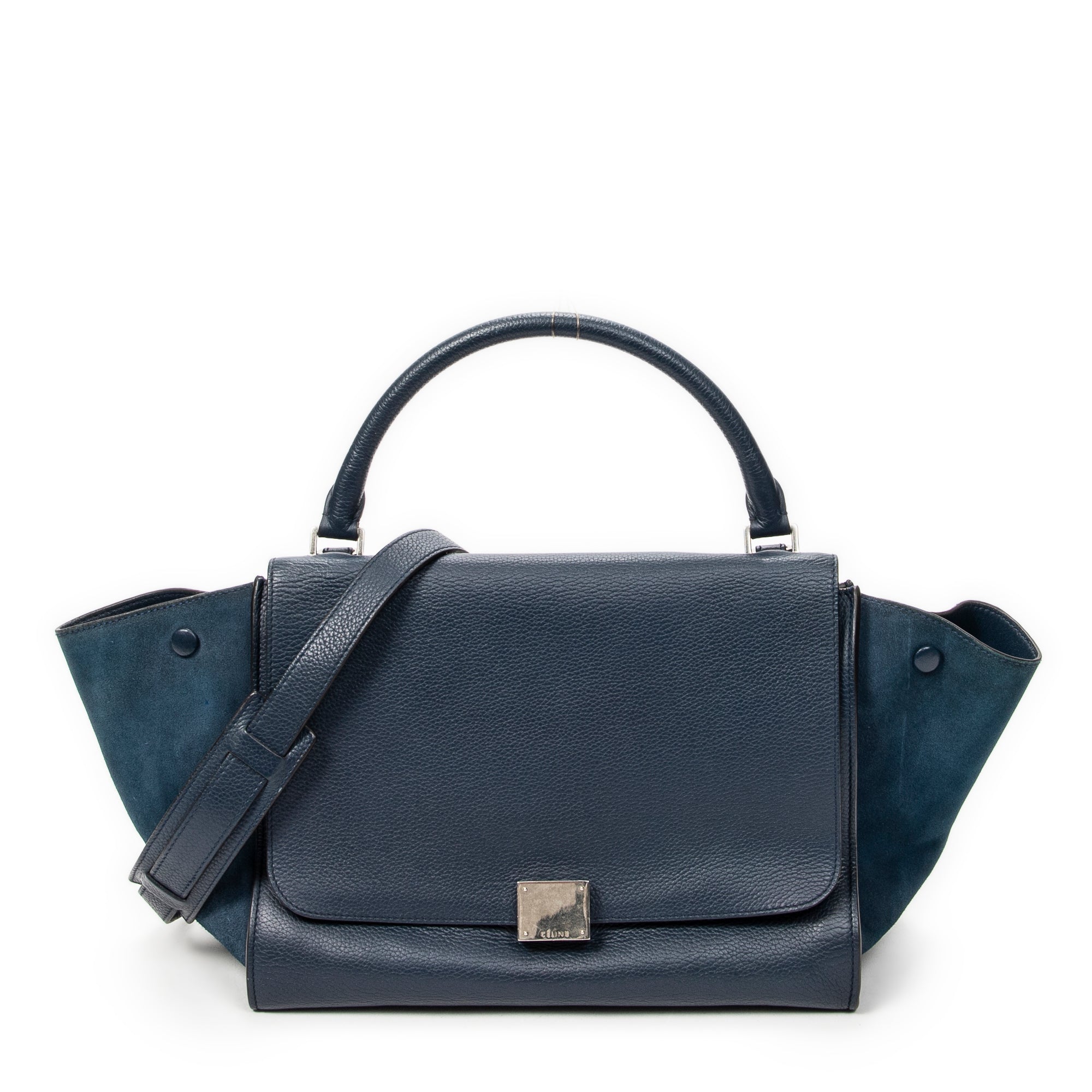 Shoulder Bag Medium Trapeze Navy Grained Calfskin Leather