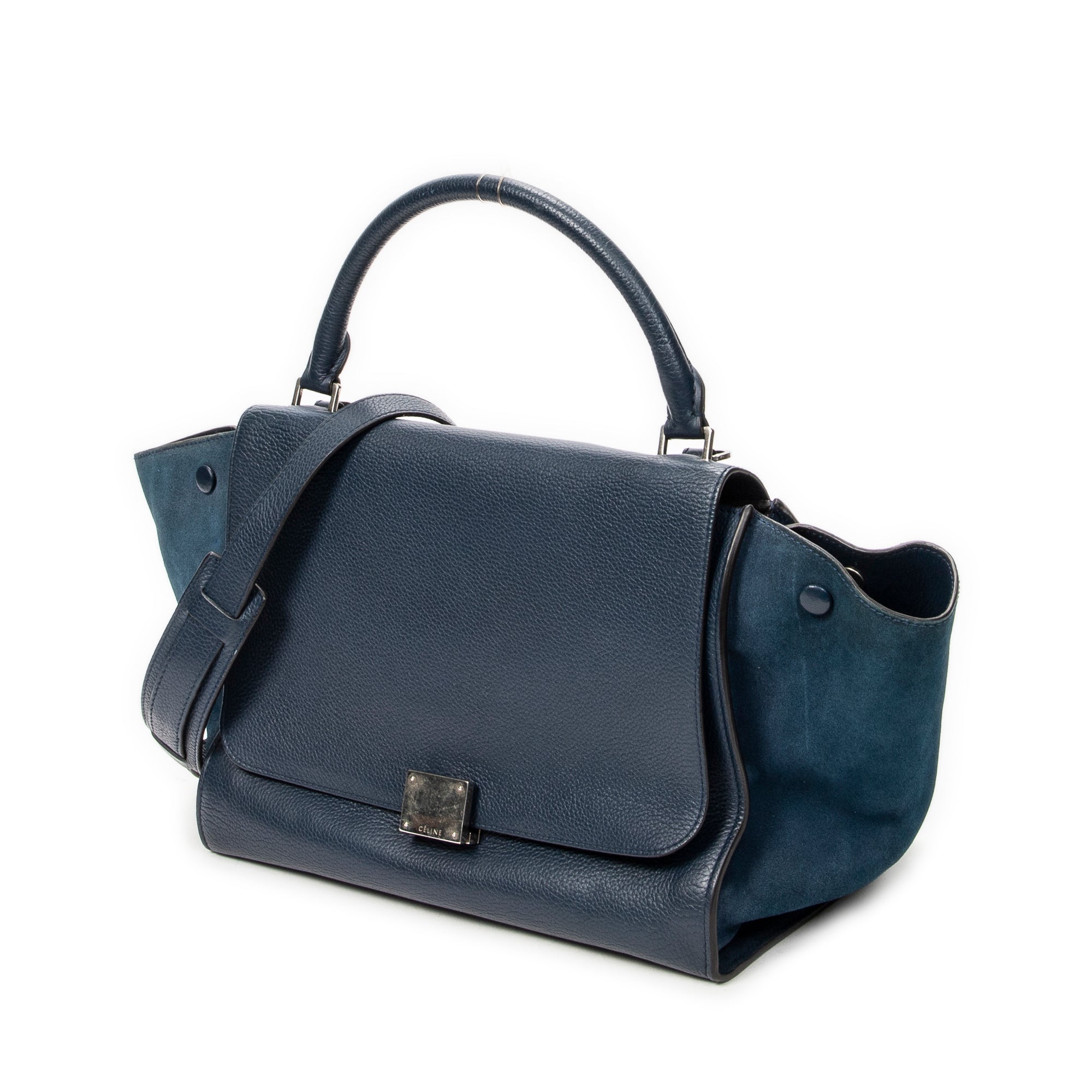 Shoulder Bag Medium Trapeze Navy Grained Calfskin Leather