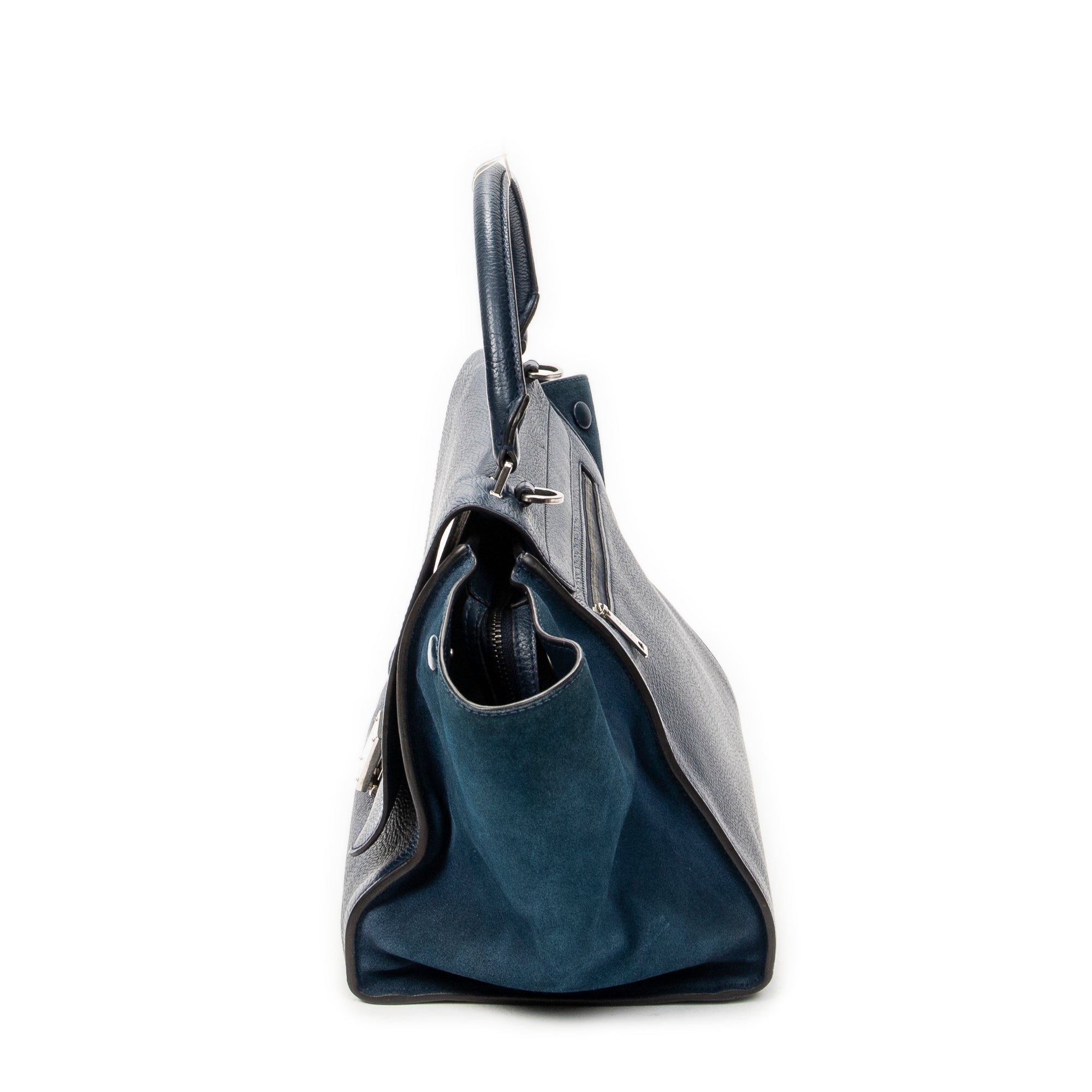 Shoulder Bag Medium Trapeze Navy Grained Calfskin Leather