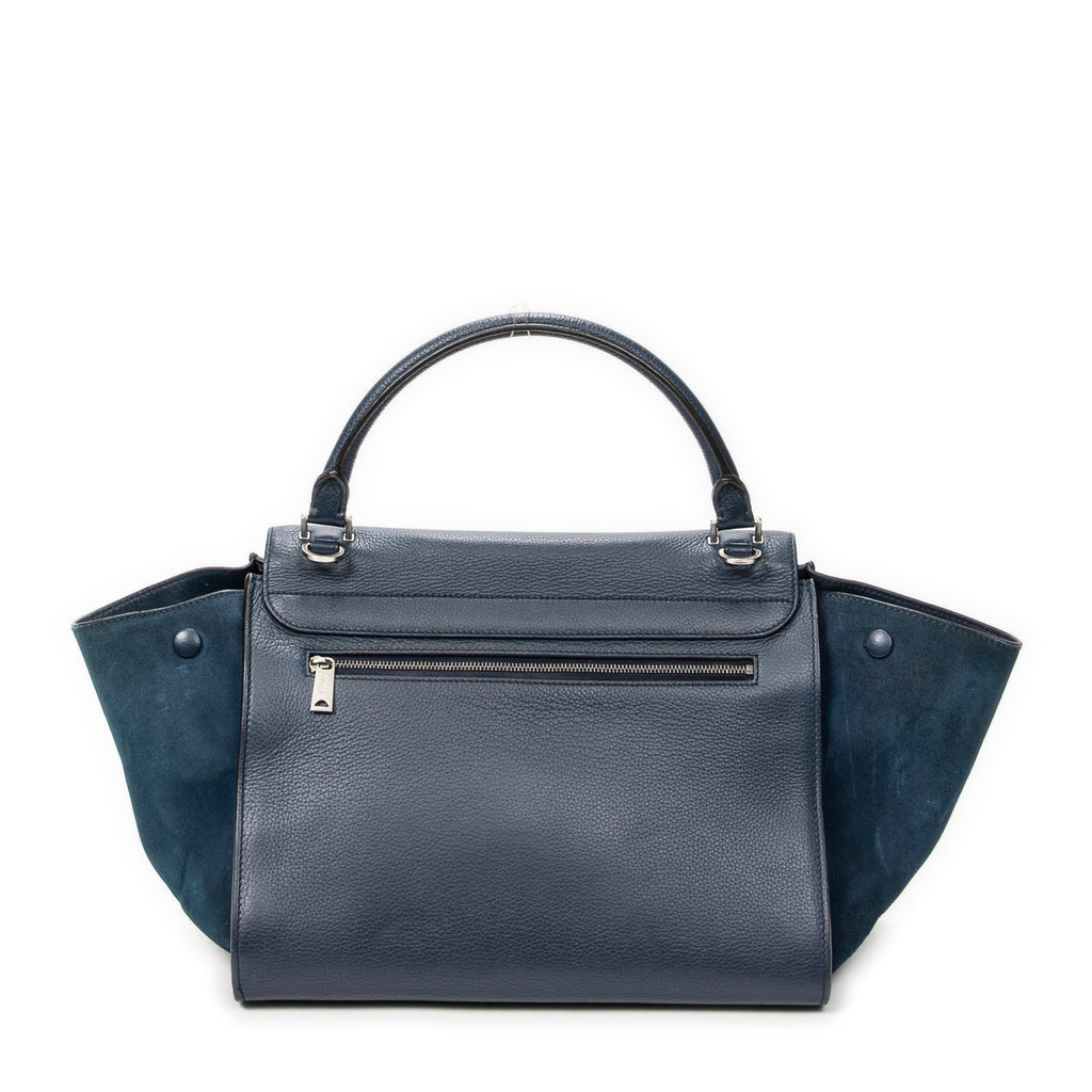 Shoulder Bag Medium Trapeze Navy Grained Calfskin Leather