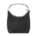 Shoulder Bag Small Zip Hobo Black Monogrammed Canvas