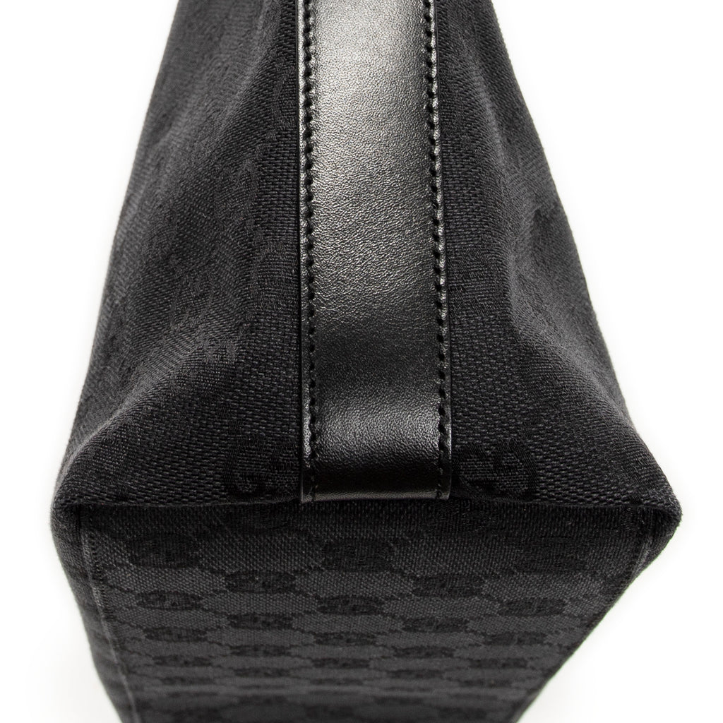 Shoulder Bag Small Zip Hobo Black Monogrammed Canvas
