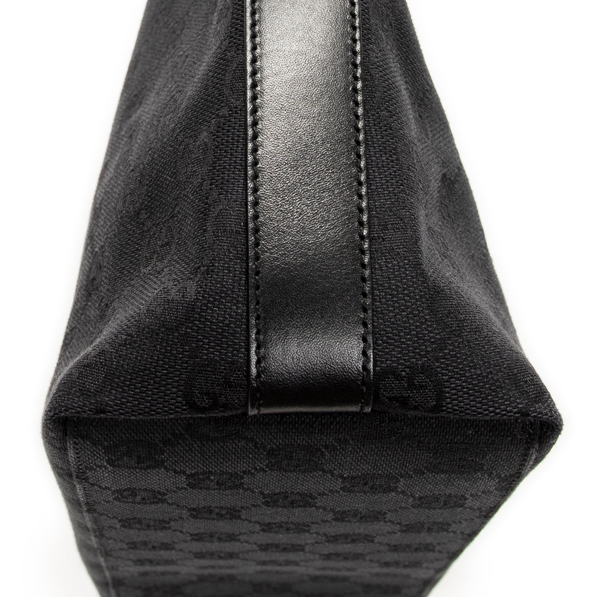 Shoulder Bag Small Zip Hobo Black Monogrammed Canvas