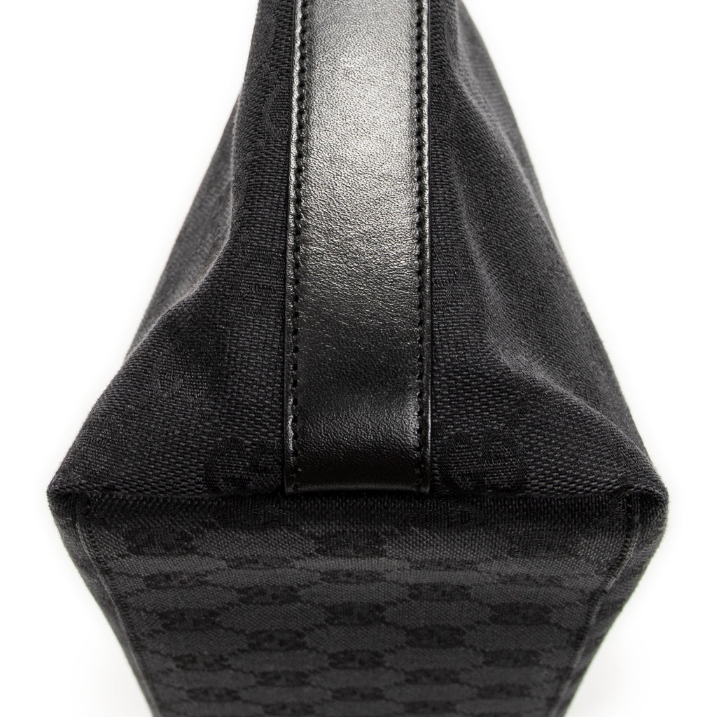 Shoulder Bag Small Zip Hobo Black Monogrammed Canvas