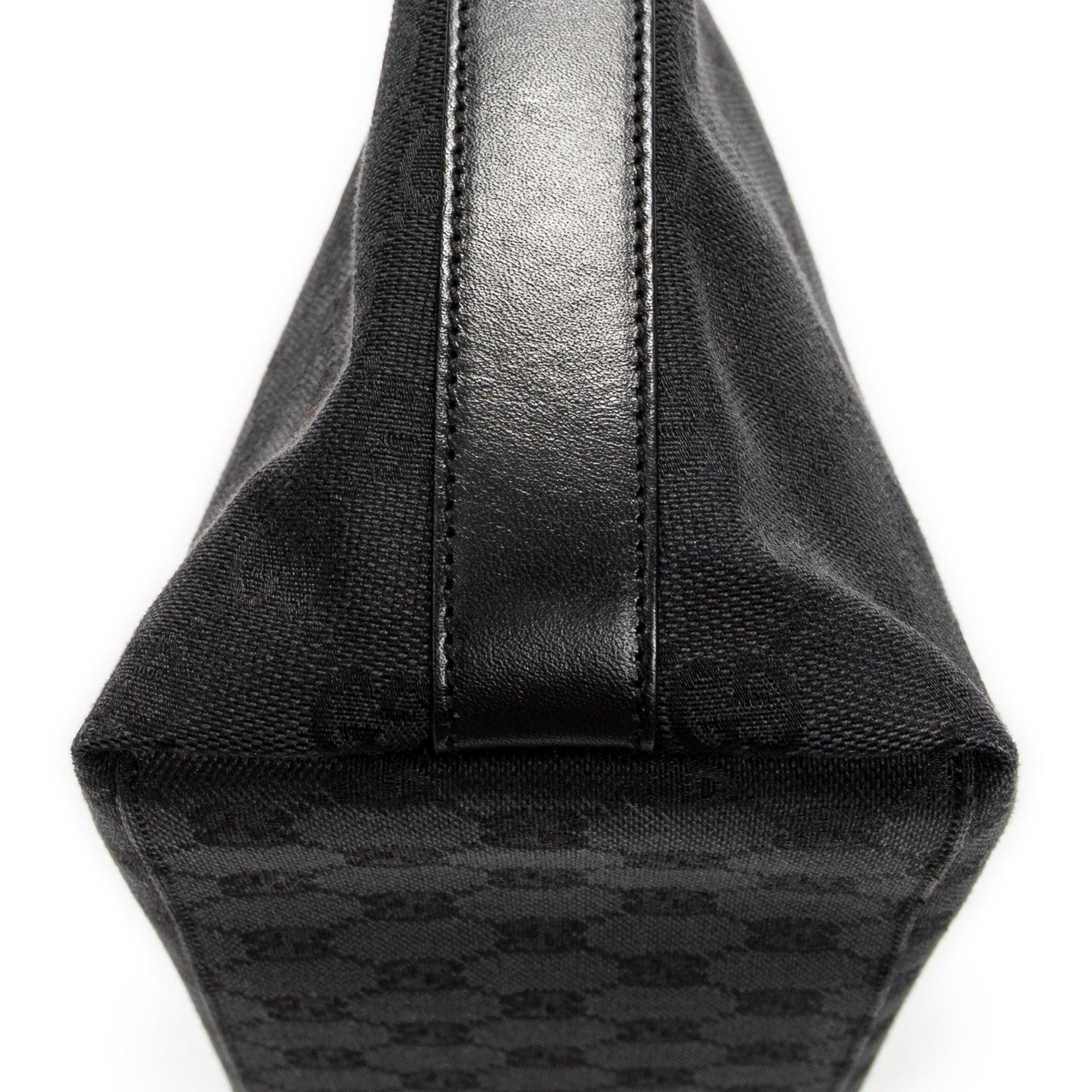 Shoulder Bag Small Zip Hobo Black Monogrammed Canvas