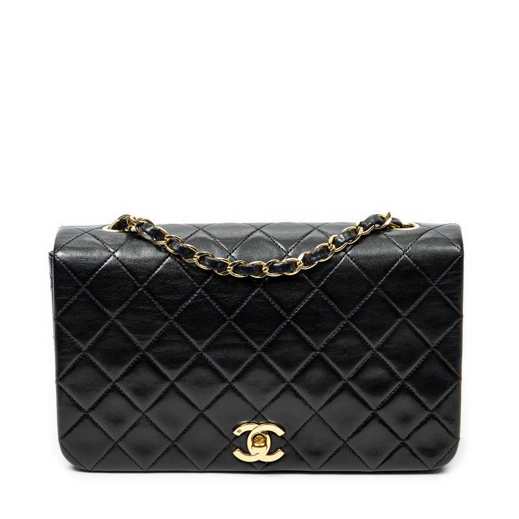 Shoulder Bag Mademoiselle Full Flap Black Quilted Lambskin Leather