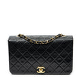 Shoulder Bag Mademoiselle Full Flap Black Quilted Lambskin Leather