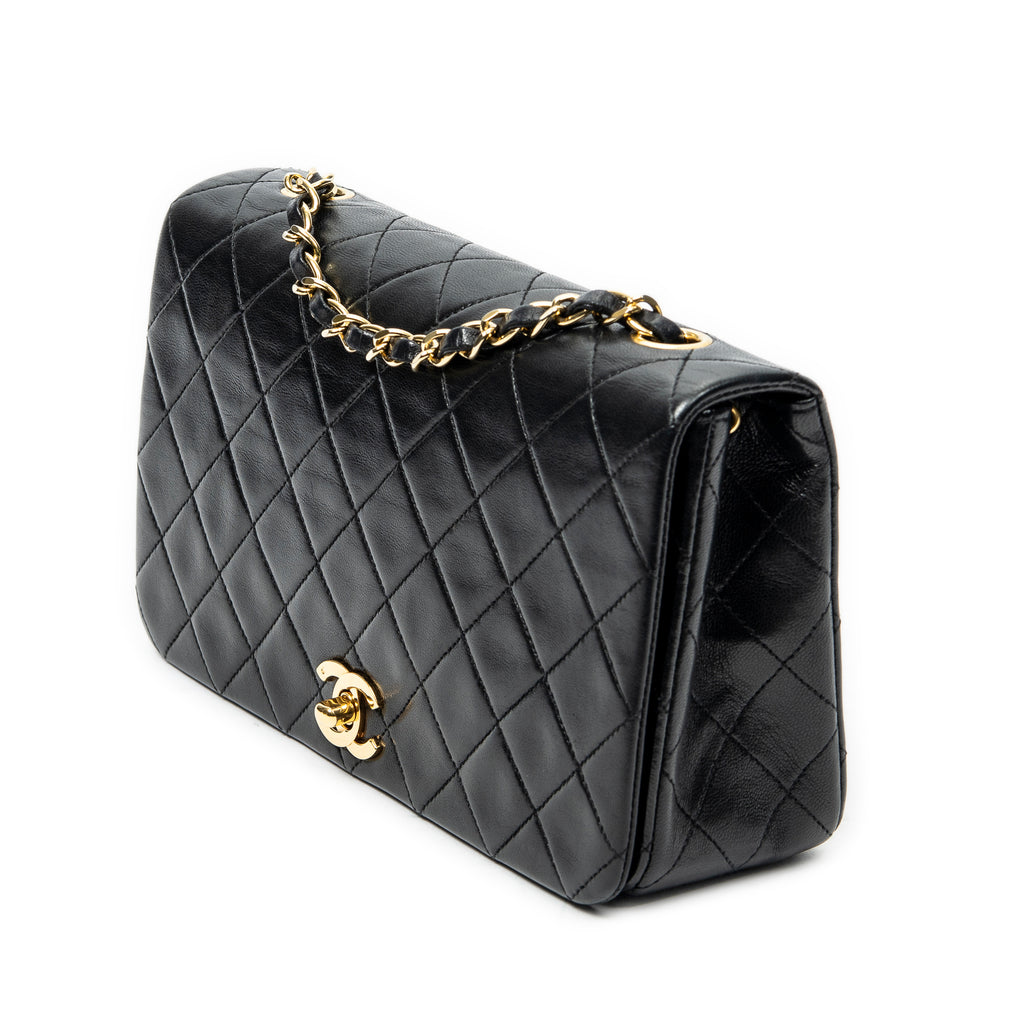 Shoulder Bag Mademoiselle Full Flap Black Quilted Lambskin Leather