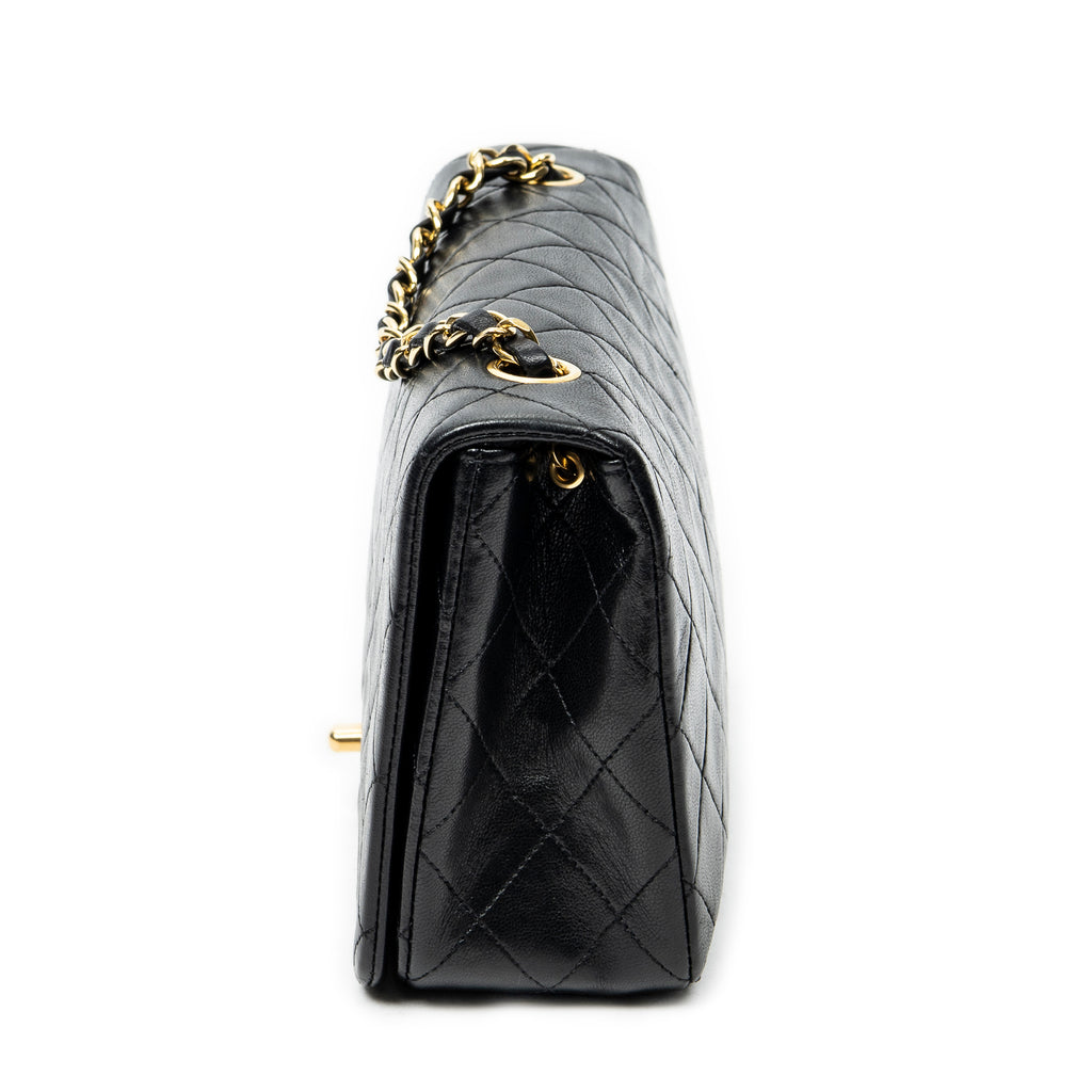 Shoulder Bag Mademoiselle Full Flap Black Quilted Lambskin Leather