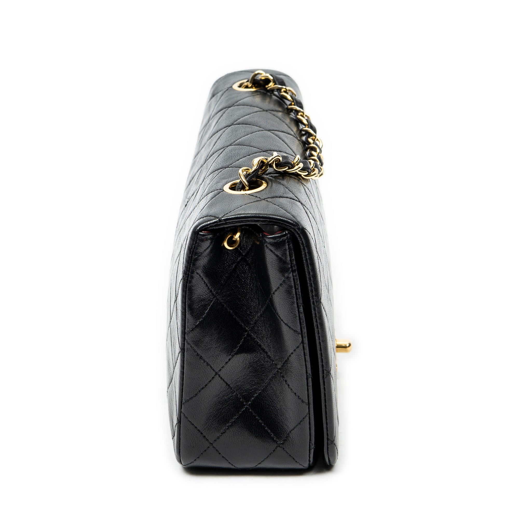 Shoulder Bag Mademoiselle Full Flap Black Quilted Lambskin Leather