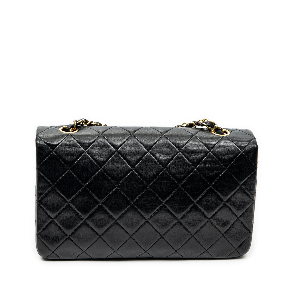 Shoulder Bag Mademoiselle Full Flap Black Quilted Lambskin Leather