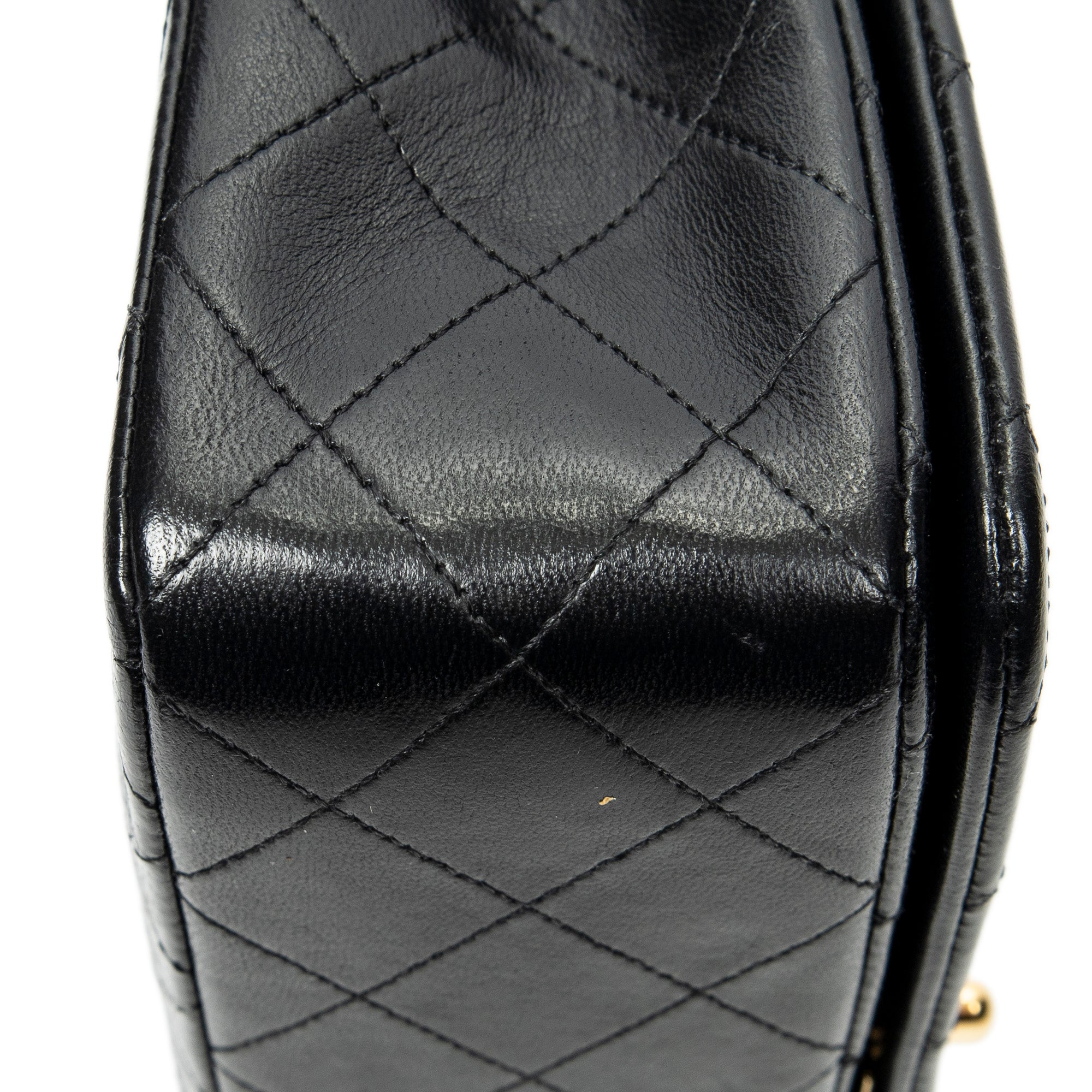 Shoulder Bag Mademoiselle Full Flap Black Quilted Lambskin Leather