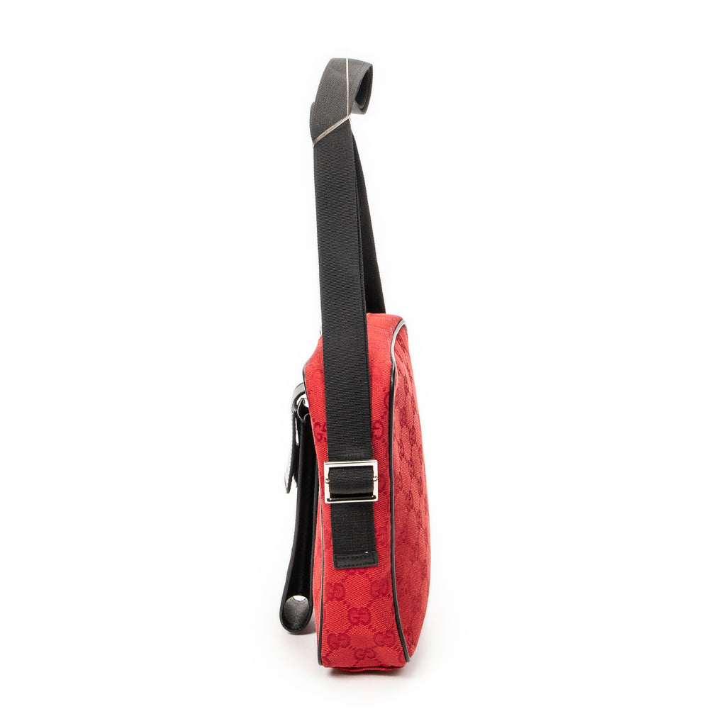 Shoulder Bag Square Pochette Crossbody Red Monogrammed Canvas