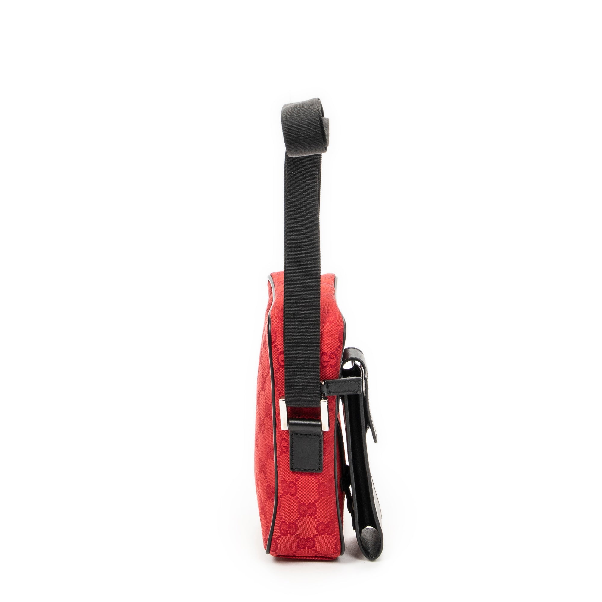 Shoulder Bag Square Pochette Crossbody Red Monogrammed Canvas