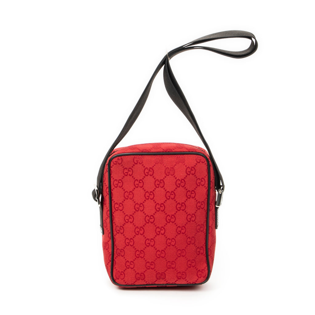 Shoulder Bag Square Pochette Crossbody Red Monogrammed Canvas