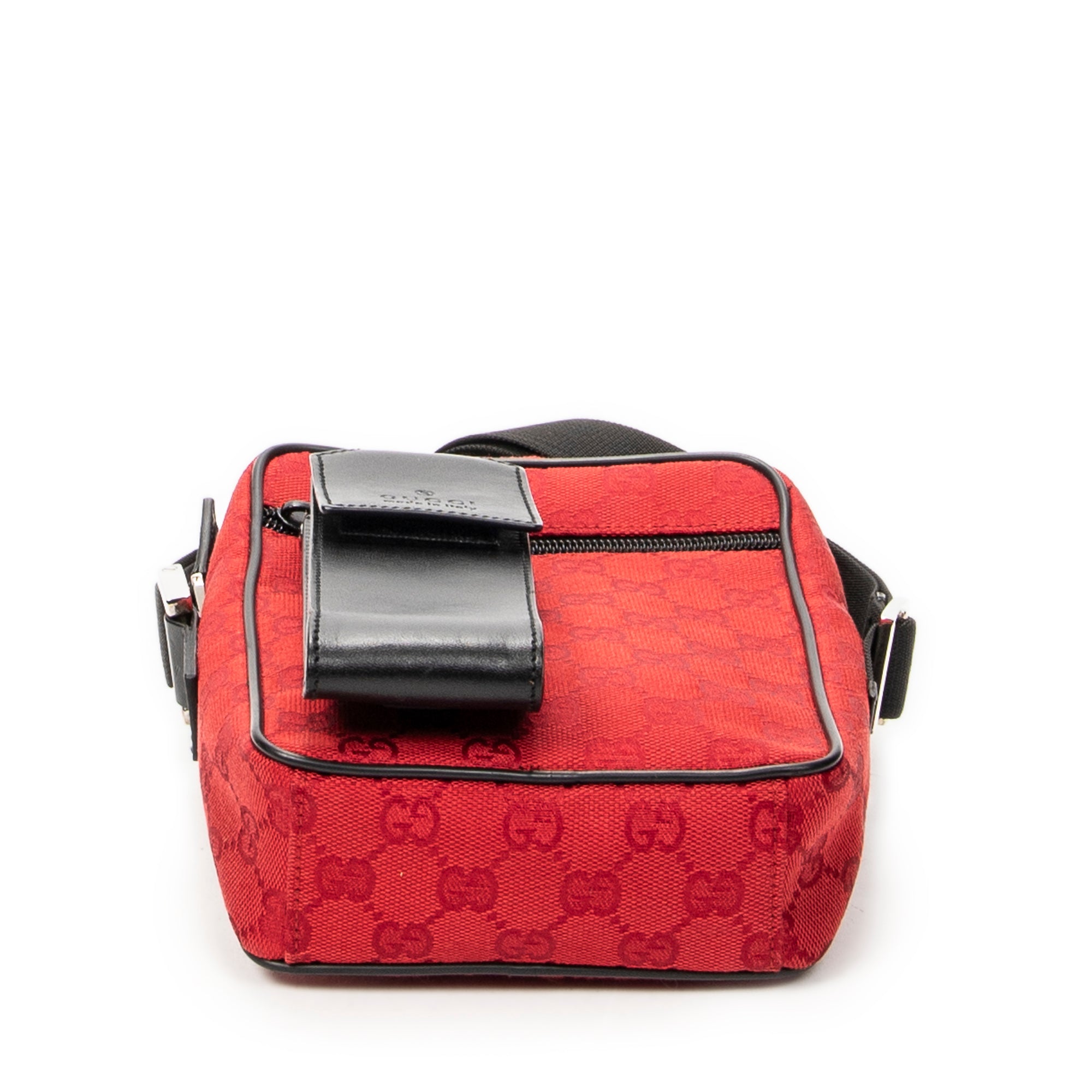 Shoulder Bag Square Pochette Crossbody Red Monogrammed Canvas