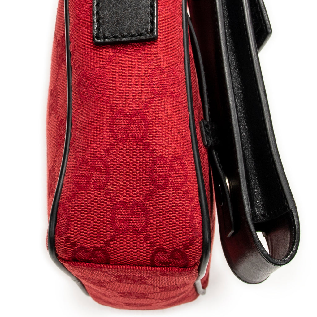 Shoulder Bag Square Pochette Crossbody Red Monogrammed Canvas