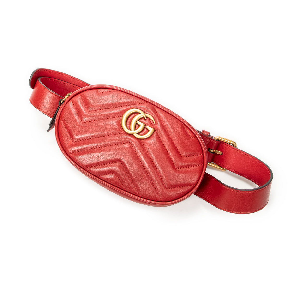 Waist Bag GG Marmont Belt Bag 85 Red Quilted Chevron Leather
